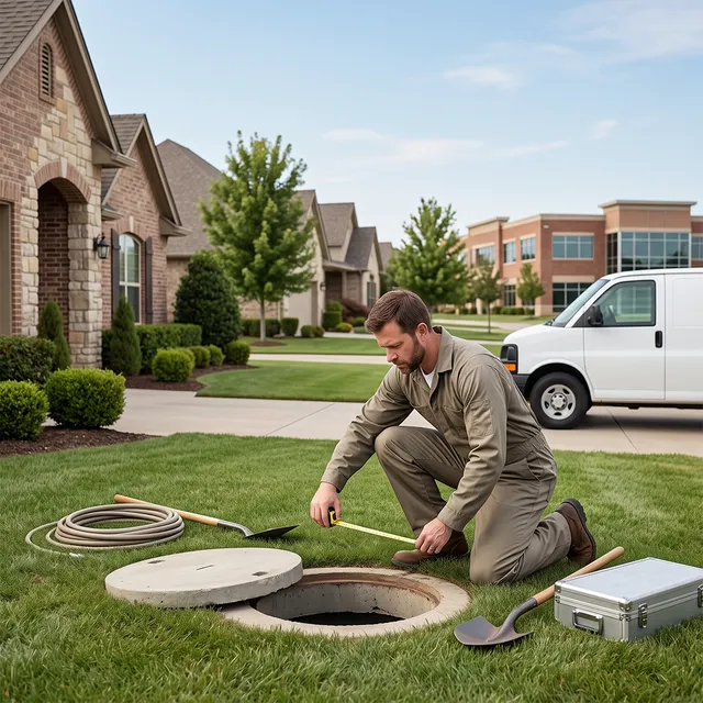 Septic technician at work in the Knoxville area